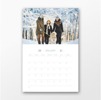 Calendar with family walking dog