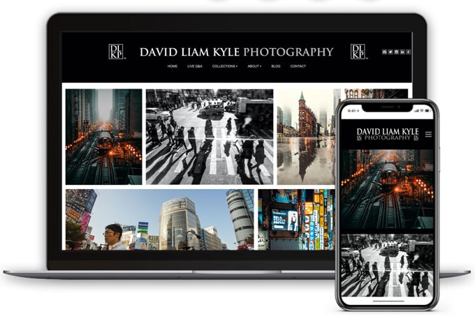 image of street photography portfolio website on a laptop and mobile phone