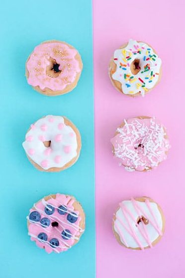 pastel donuts on display