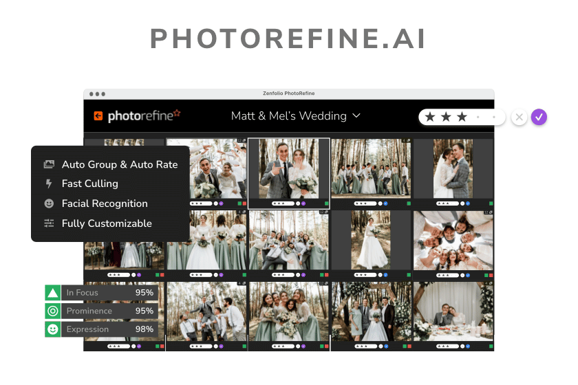 Zenfolio photorefine.ai culling and sorting tool preview
