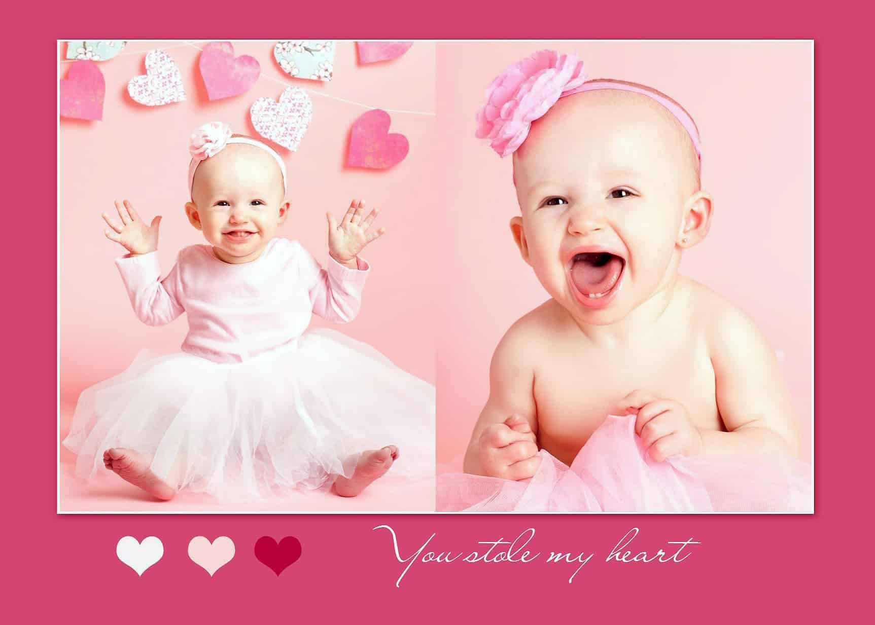 valentines day card of baby from a mini session