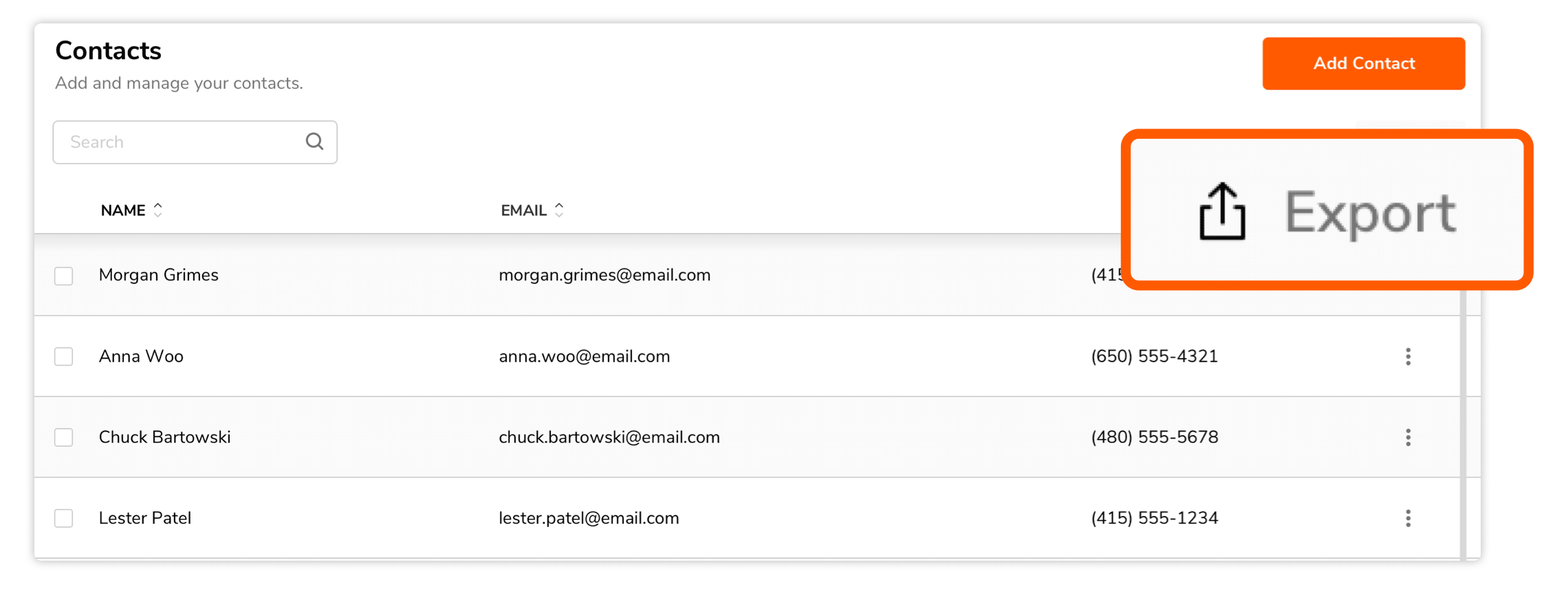 Export Gallery Contacts as CSV 1140