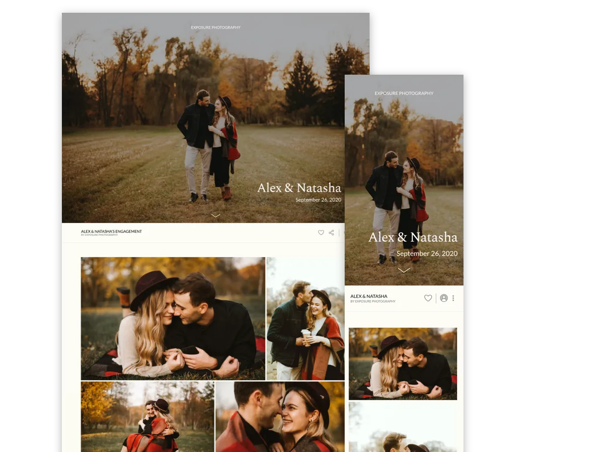 Alex and Natasha feets engagement photos: multiple images of couple in autumn setting.