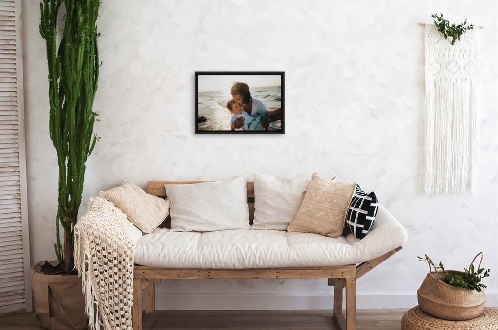 Living room with 16x24 framed print