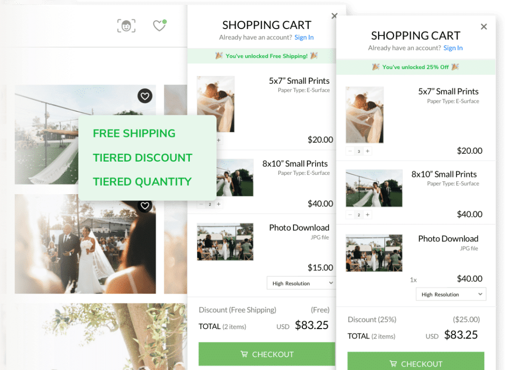 zenfolio smart upsell example