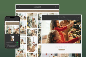 graphic showing Zenfolio gallery and homepage with Holiday Marketing Campaigns Blog 2025