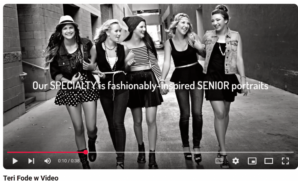 Teri Fode senior portraits YouTube video