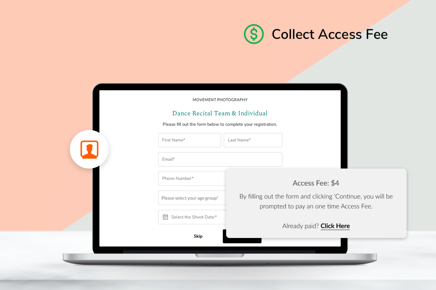 Graphic showing Zenfolio Folder Reg + Paid Access features on the NextZen platform for photographers.
