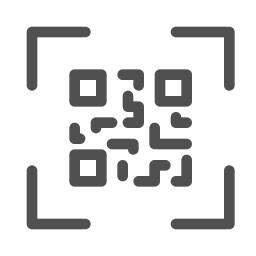 QR code within a gray square targeting frame