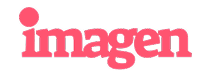 The image shows the word imagen in a bold, pink font against a black background, with the dot of the i being a separate, larger circle. The text has a slightly retro or vintage feel due to the font style.
