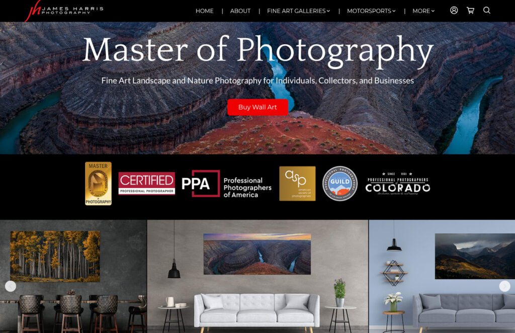 James Harris landscape website wall art room mocks
